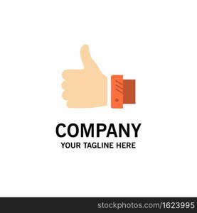 Like, Business, Finger, Hand, Solution, Thumbs Business Logo Template. Flat Color