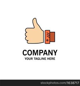 Like, Business, Finger, Hand, Solution, Thumbs Business Logo Template. Flat Color