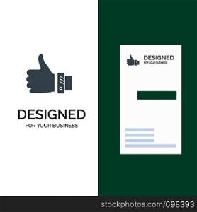 Like, Business, Finger, Hand, Solution, Thumbs Grey Logo Design and Business Card Template