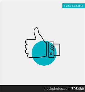 Like, Business, Finger, Hand, Solution, Thumbs turquoise highlight circle point Vector icon