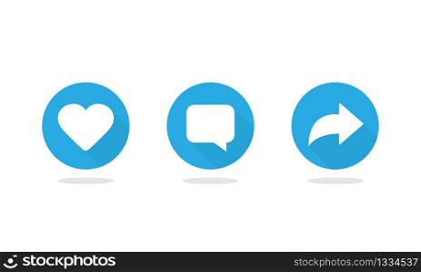 Like comment and share signs symbols. Social networks icons isolated on white background. Vector EPS 10