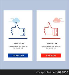 Like, Finger, Gesture, Hand, Thumbs, Up, Yes Blue and Red Download and Buy Now web Widget Card Template