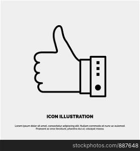 Like, Finger, Gesture, Hand, Thumbs, Up, Yes Line Icon Vector
