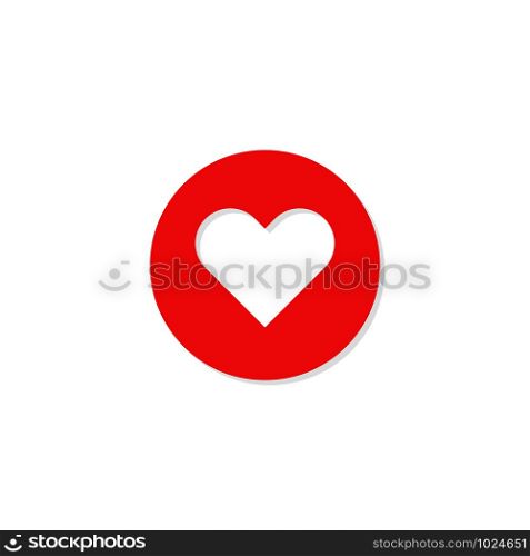 like heart color icon in flat with shadow. like heart icon in flat with shadow