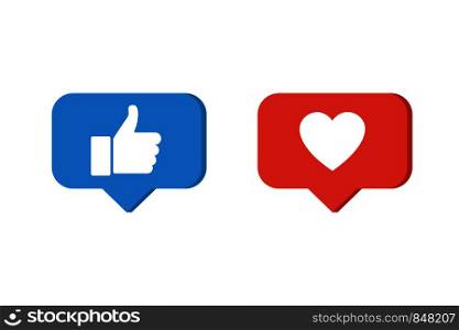 Like icons. Thumb up and heart vector icons