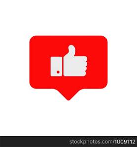 Like in button, thumb raised up, vector illustration. Like in button, thumb raised up, vector