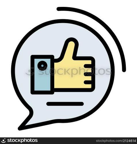 Like in chat bubble icon. Outline like in chat bubble vector icon color flat isolated. Like in chat bubble icon color outline vector