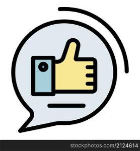 Like in chat bubble icon. Outline like in chat bubble vector icon color flat isolated. Like in chat bubble icon color outline vector