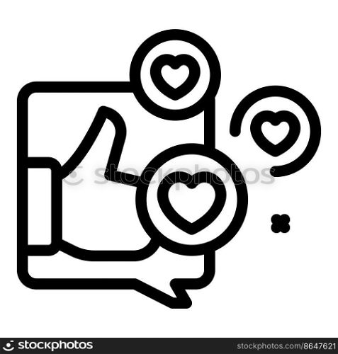 Like message icon outline vector. Social content. Share brand. Like message icon outline vector. Social content