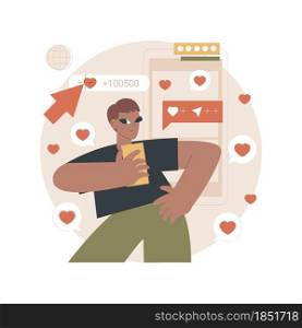 Likes addiction abstract concept vector illustration. Addicted to likes, thumbs-up dependence, social media madness, selfie addiction, posting photos, self esteem problem abstract metaphor.. Likes addiction abstract concept vector illustration.