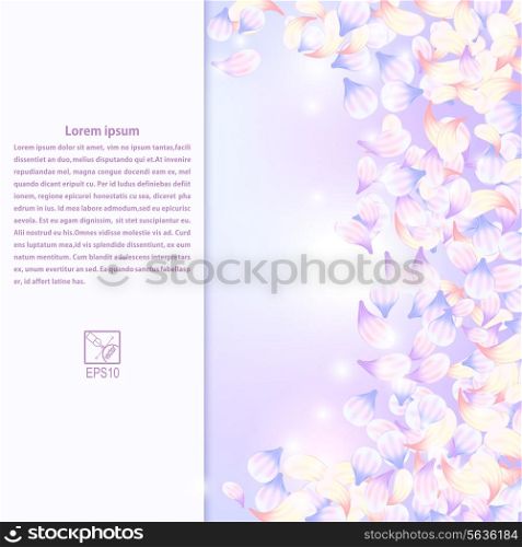 Lilac texture with rose purple flowers and field for text. Vector illustration.