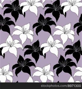 Lilly flower head for textile design, seamless pattern for wallpaper or fabric