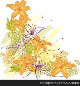 Lily flower abstract vector background, template for you design.