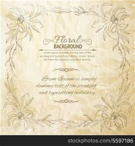 Lily frame for invitations or announcements. Vector illustration.