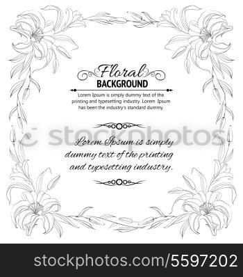Lily frame for invitations. Vector illustration.