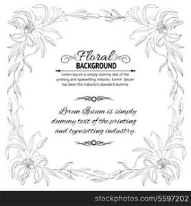 Lily frame for invitations. Vector illustration.