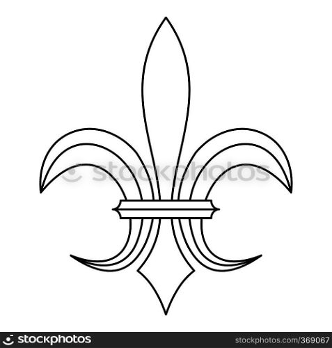 Lily heraldic emblem icon in outline style on a white background vector illustration. Lily heraldic emblem icon, outline style