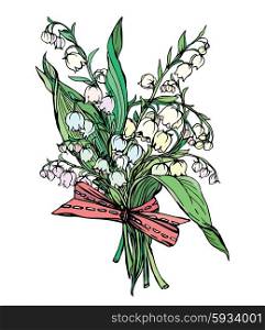Lily of the valley - vintage engraved illustration of spring flowers, isolated on white baskground