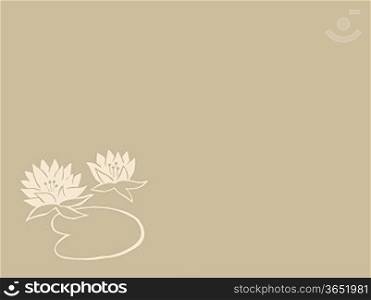 lily silhouette on brown background, vector illustration
