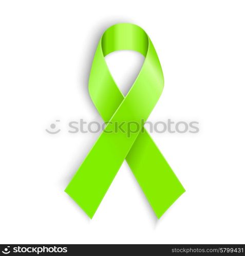 Lime Awareness Ribbon. Lime Awareness Ribbon in white background. Vector illustration