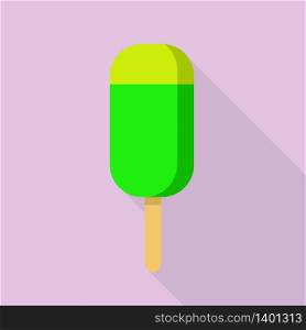 Lime green popsicle icon. Flat illustration of lime green popsicle vector icon for web design. Lime green popsicle icon, flat style