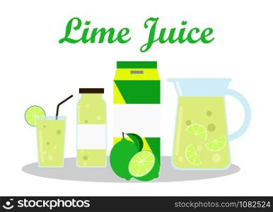 Lime Juice with pack template packaging design - vector illustration