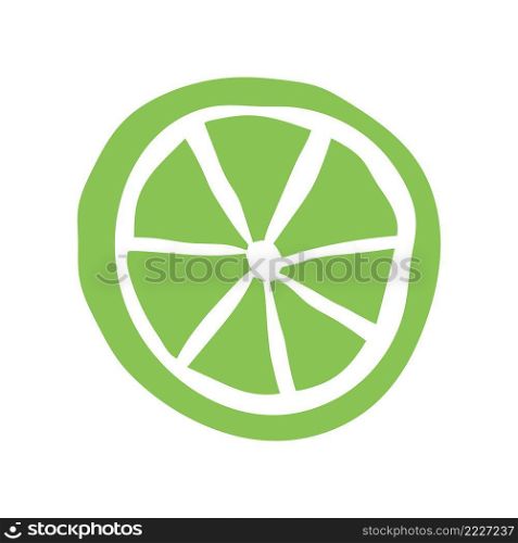 Lime slice. Cutouts fruit. Shape colored cardboard or paper. Funny childish applique.