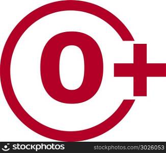 Limit age icon on red background. Icons age limit vector flat illustration.. Limit age icon on red background. Icons age limit from null zero, vector flat illustration.