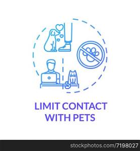 Limit contact with pets blue concept icon. Do not touch animals. Restrict time with dogs and cats. Quarantine idea thin line illustration. Vector isolated outline RGB color drawing