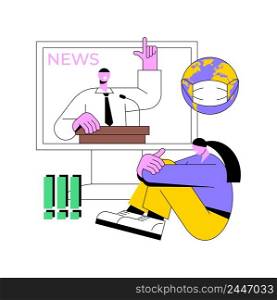 Limit your news intake abstract concept vector illustration. Coronavirus outbreak latest news, death toll, social media feed, stress and anxiety, mental health during quarantine abstract metaphor.. Limit your news intake abstract concept vector illustration.