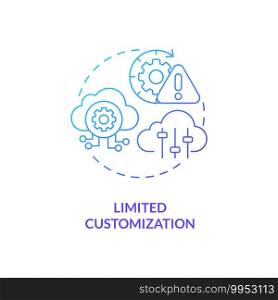 Limited customization concept icon. SaaS challenge idea thin line illustration. Developing software applications process. Offering personalized options. Vector isolated outline RGB color drawing. Limited customization concept icon