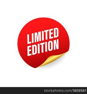 Limited edition grunge style red colored. Red ribbon. Discount label. Vector stock illustration. Limited edition grunge style red colored. Red ribbon. Discount label. Vector stock illustration.