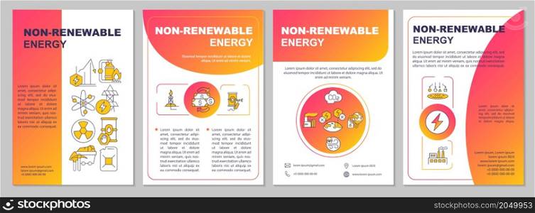 Limited energy sources brochure template. Nature pollution. Booklet print design with linear icons. Vector layouts for presentation, annual reports, advertisement. Arial, Myriad Pro-Regular fonts used. Limited energy sources brochure template
