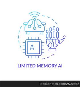 Limited memory AI blue gradient concept icon. Stored information. Artificial intelligence type abstract idea thin line illustration. Isolated outline drawing. Myriad Pro-Bold font used. Limited memory AI blue gradient concept icon