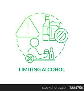 Limiting alcohol concept icon. Hypertension prevention tip abstract idea thin line illustration. Moderate drinking. Heart health. Alcoholic beverages consumption. Vector isolated outline color drawing. Limiting alcohol concept icon