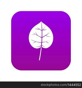 Linden leaf icon digital purple for any design isolated on white vector illustration. Linden leaf icon digital purple