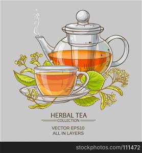 linden tea vector illustration. linden tea vector illustration on color backgrond