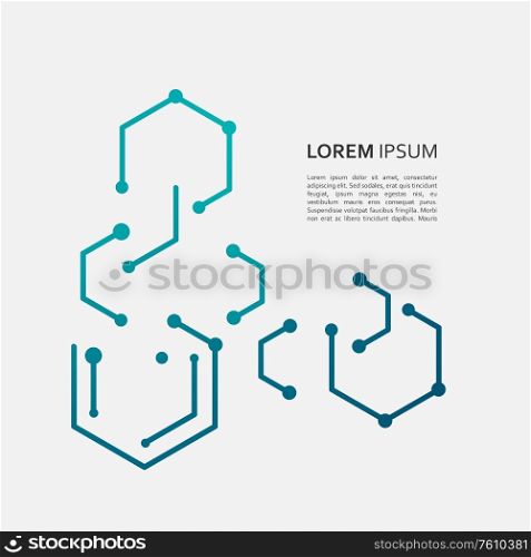 Line and dots connect vector. Geometric hexagon abstract molecular structure.. Line and dots connect vector. Geometric hexagon abstract molecular structure