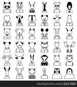 Line animals icon. Animals outline silhouettes vector set