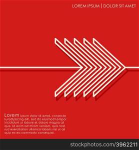 Line arrows on red background. Cover brochures, flyer, business card design template. Vector illustration