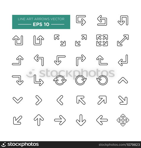 Line Art Arrows Set Icon Vector Illustration Design