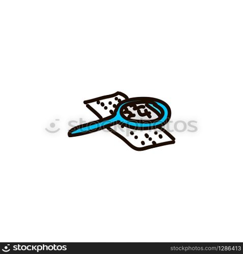 Line art black magnifier isolated on white