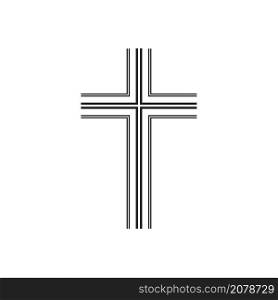 Line art Christian cross icon. Flat isolated Christian vector illustration, biblical background.. Line art Christian cross icon. Flat isolated Christian illustration