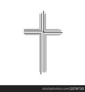 Line art Christian cross icon. Flat isolated Christian vector illustration, biblical background.. Line art Christian cross icon. Flat isolated Christian illustration