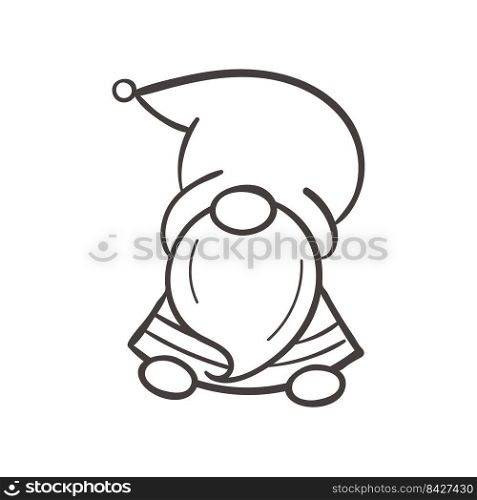 Line art Christmas gnomes design for coloring book isolated on a white background