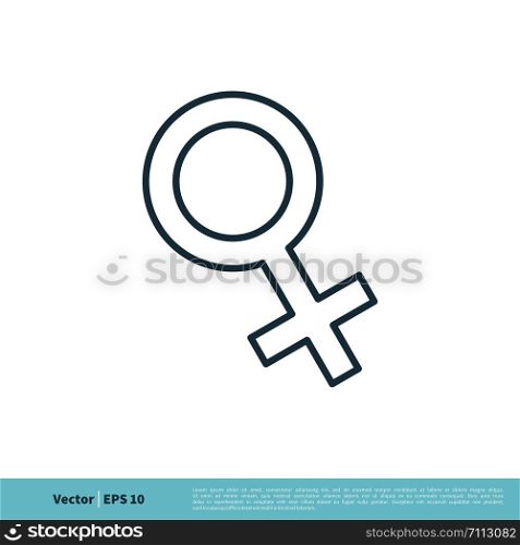 Line Art Female Gender Sign Icon Vector Logo Template Illustration Design. Vector EPS 10.