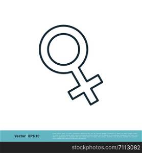 Line Art Female Gender Sign Icon Vector Logo Template Illustration Design. Vector EPS 10.