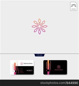line art flower, fashion creative logo template vector illustration, free business card design template