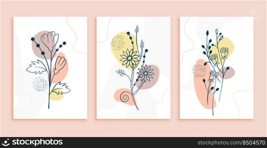 line art flowers poster layout template design
