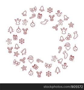 Line Art Icon Christmas Greeting Card Vector Template Illustration Design. Vector EPS 10.